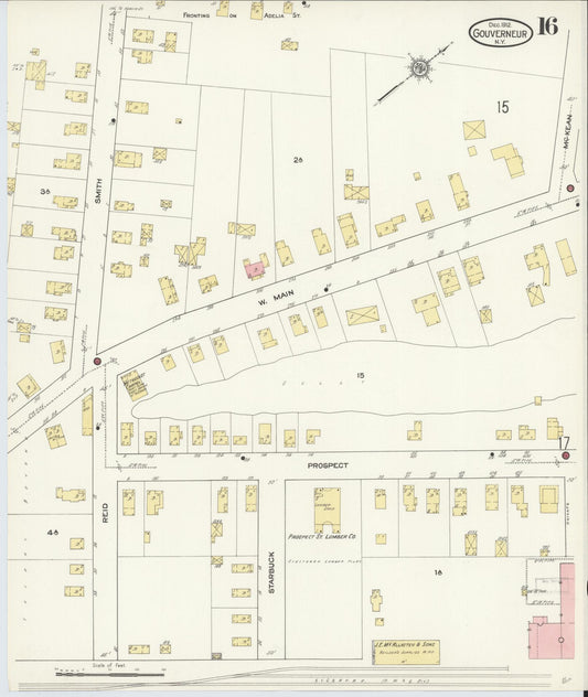Sanborn Fire Insurance Map from Gouverneur, Saint Lawrence County, New York (1912), Sheet #0016 - Historic Sanborn Fire Insurance Map Print, vintage old map wall art, antique decor, genealogy gift, New York New York map