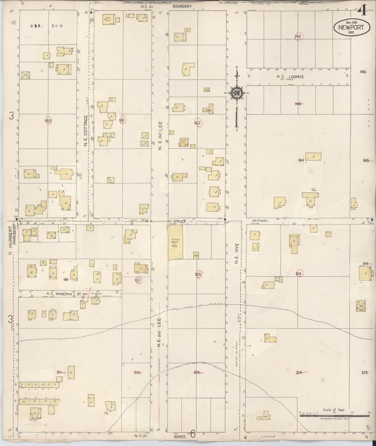 Sanborn Fire Insurance Map from Newport, Lincoln County, Oregon (1940), Sheet #0004 - Complete Map Set gallery image, historic Sanborn map, vintage wall art, Oregon Oregon