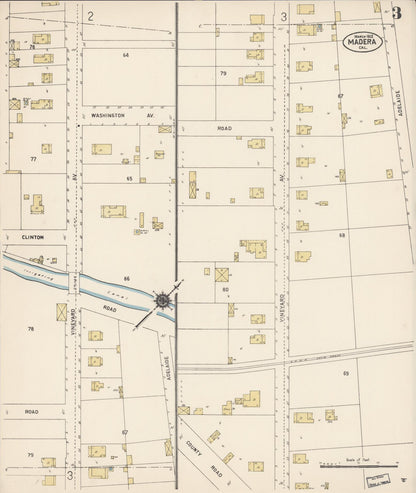 Sanborn Fire Insurance Map from Madera, Madera County, California (1912), Sheet #0003 - Complete Map Set gallery image, historic Sanborn map, vintage wall art, California California