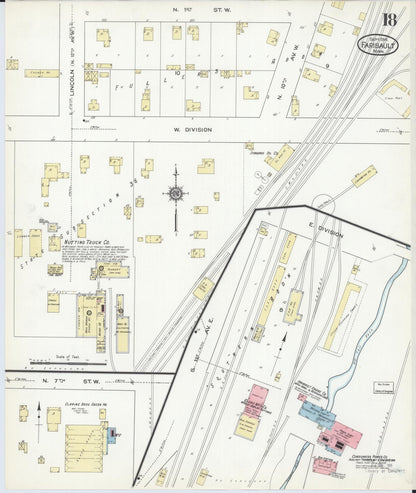 Sanborn Fire Insurance Map from Faribault, Rice County, Minnesota (1914), Sheet #0018 - Historic Sanborn Fire Insurance Map Print, vintage old map wall art, antique decor, genealogy gift, Minnesota Minnesota map