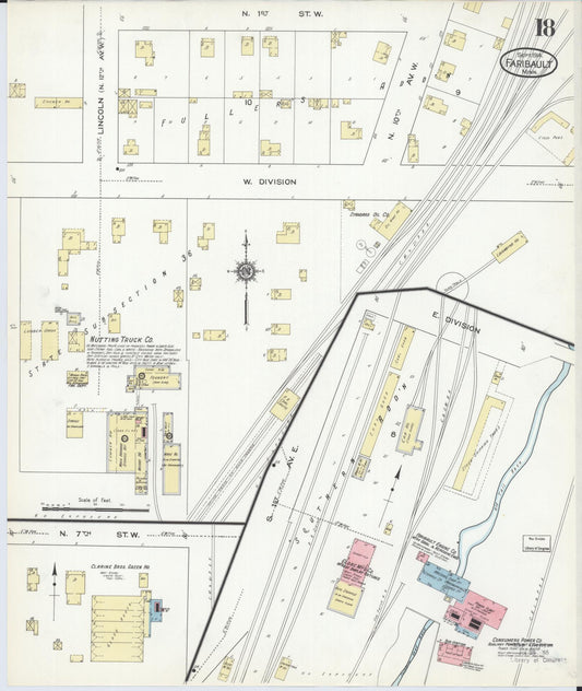 Sanborn Fire Insurance Map from Faribault, Rice County, Minnesota (1914), Sheet #0018 - Historic Sanborn Fire Insurance Map Print, vintage old map wall art, antique decor, genealogy gift, Minnesota Minnesota map