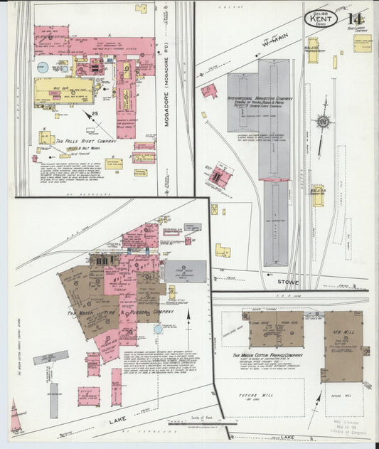 Sanborn Fire Insurance Map from Kent, Portage County, Ohio (1919), Sheet #0014 - Historic Sanborn Fire Insurance Map Print, vintage old map wall art, antique decor, genealogy gift, Ohio Ohio map