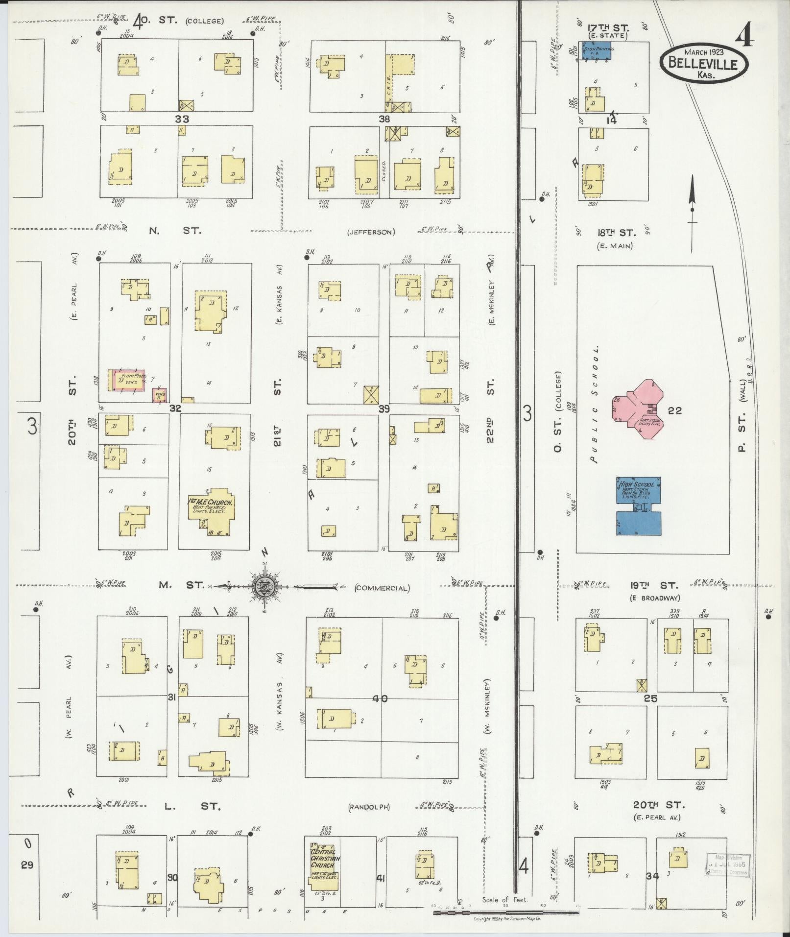 Sanborn Fire Insurance Map from Belleville, Republic County, Kansas (1923), Sheet #0004 - Historic Sanborn Fire Insurance Map Print, vintage old map wall art, antique decor, genealogy gift, Kansas Kansas map