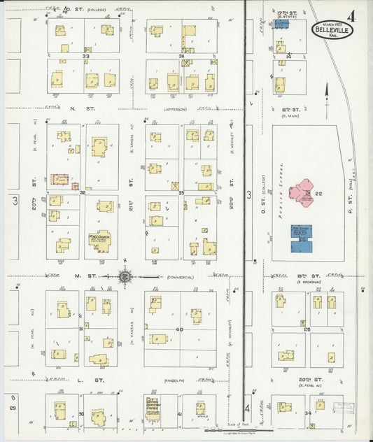 Sanborn Fire Insurance Map from Belleville, Republic County, Kansas (1923), Sheet #0004 - Historic Sanborn Fire Insurance Map Print, vintage old map wall art, antique decor, genealogy gift, Kansas Kansas map