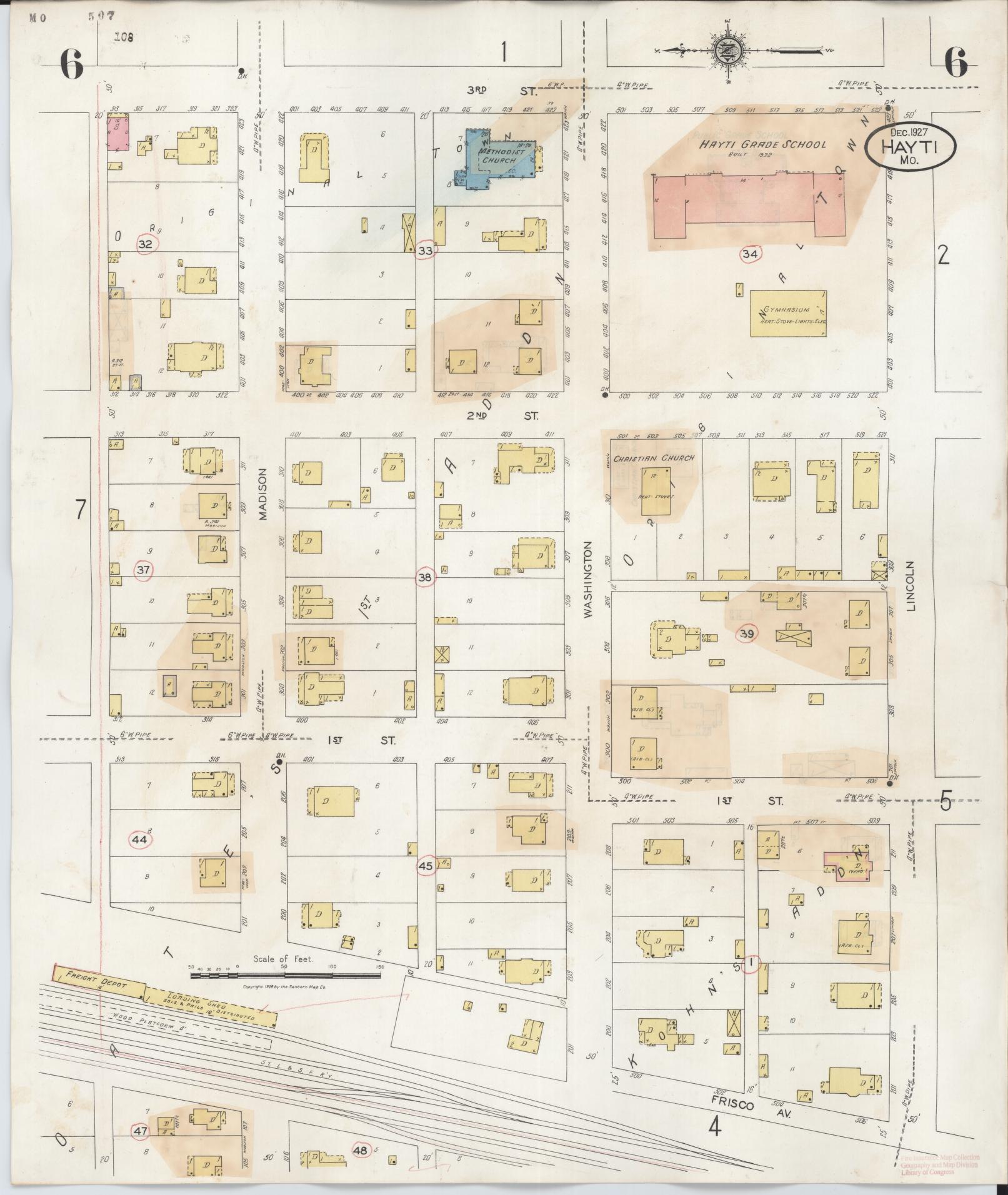 Sanborn Fire Insurance Map from Hayti, Pemiscot County, Missouri (1944), Sheet #0006 - Complete Map Set gallery image, historic Sanborn map, vintage wall art, Missouri Missouri
