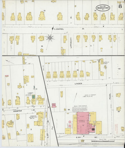 Sanborn Fire Insurance Map from Moorestown, Burlington County, New Jersey (1905), Sheet #0008 - Complete Map Set gallery image, historic Sanborn map, vintage wall art, New Jersey New Jersey