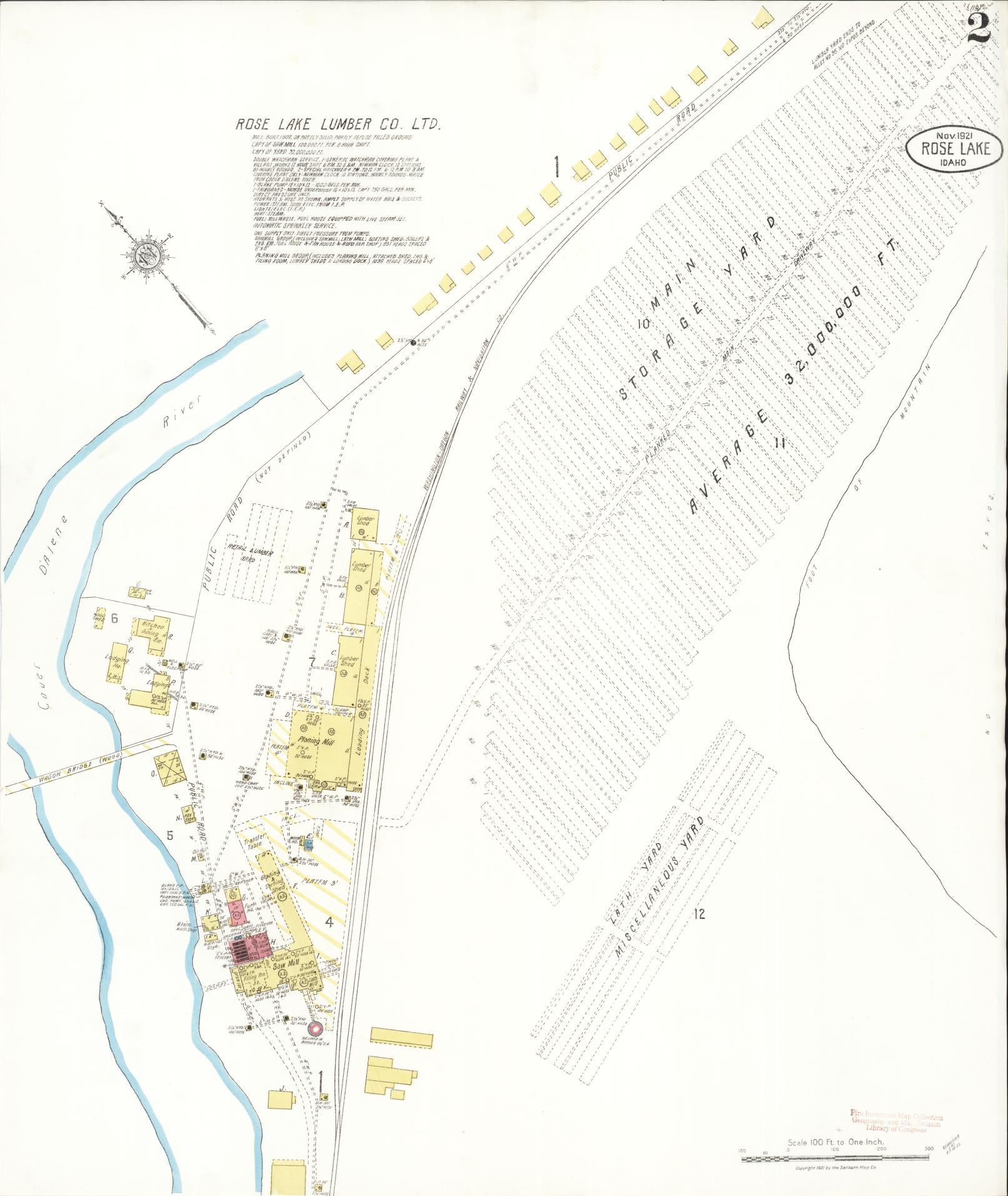 Sanborn Fire Insurance Map from Rose Lake, Kootenai County, Idaho (1921), Sheet #0002 - Historic Sanborn Fire Insurance Map Print, vintage old map wall art, antique decor, genealogy gift, Idaho Idaho map