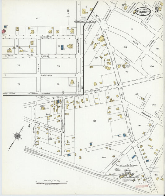 Sanborn Fire Insurance Map from Westbury, Nassau County, New York (1920), Sheet #0005 - Historic Sanborn Fire Insurance Map Print, vintage old map wall art, antique decor, genealogy gift, New York New York map