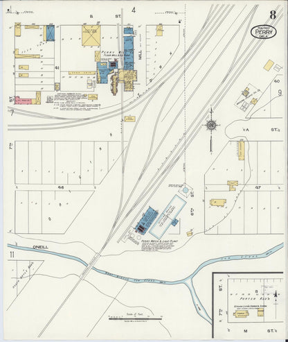 Sanborn Fire Insurance Map from Perry, Noble County, Oklahoma (1920), Sheet #0008 - Complete Map Set gallery image, historic Sanborn map, vintage wall art, Oklahoma Oklahoma