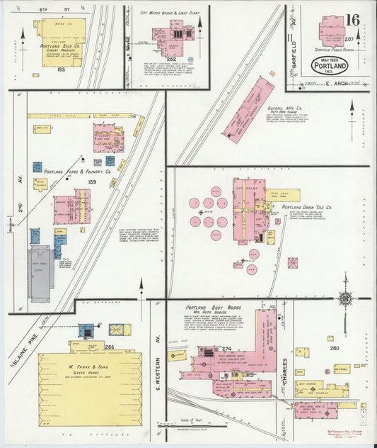 Sanborn Fire Insurance Map from Portland, Jay County, Indiana (1920), Sheet #0016 - Historic Sanborn Fire Insurance Map Print, vintage old map wall art, antique decor, genealogy gift, Indiana Indiana map