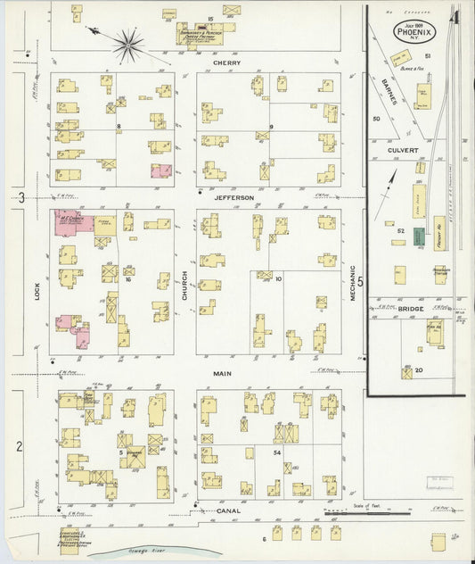Sanborn Fire Insurance Map from Phoenix, Oswego County, New York (1909), Sheet #0004 - Historic Sanborn Fire Insurance Map Print, vintage old map wall art, antique decor, genealogy gift, New York New York map