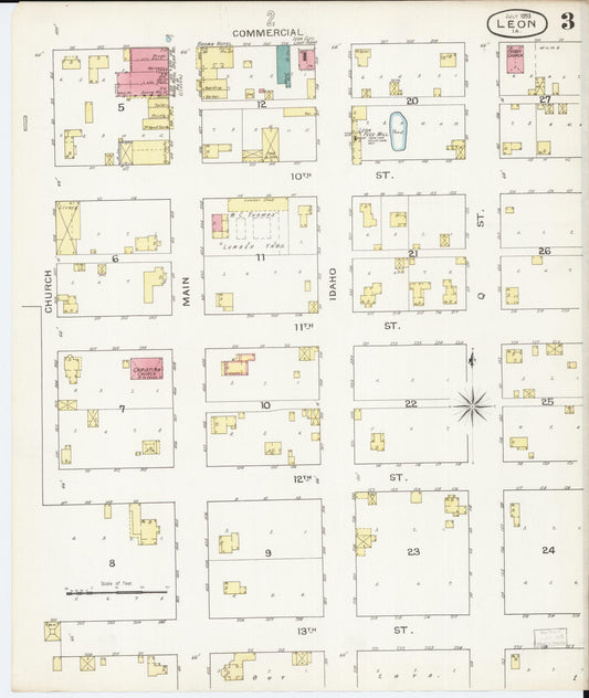 Sanborn Fire Insurance Map from Leon, Decatur County, Iowa (1893), Sheet #0003 - Historic Sanborn Fire Insurance Map Print, vintage old map wall art