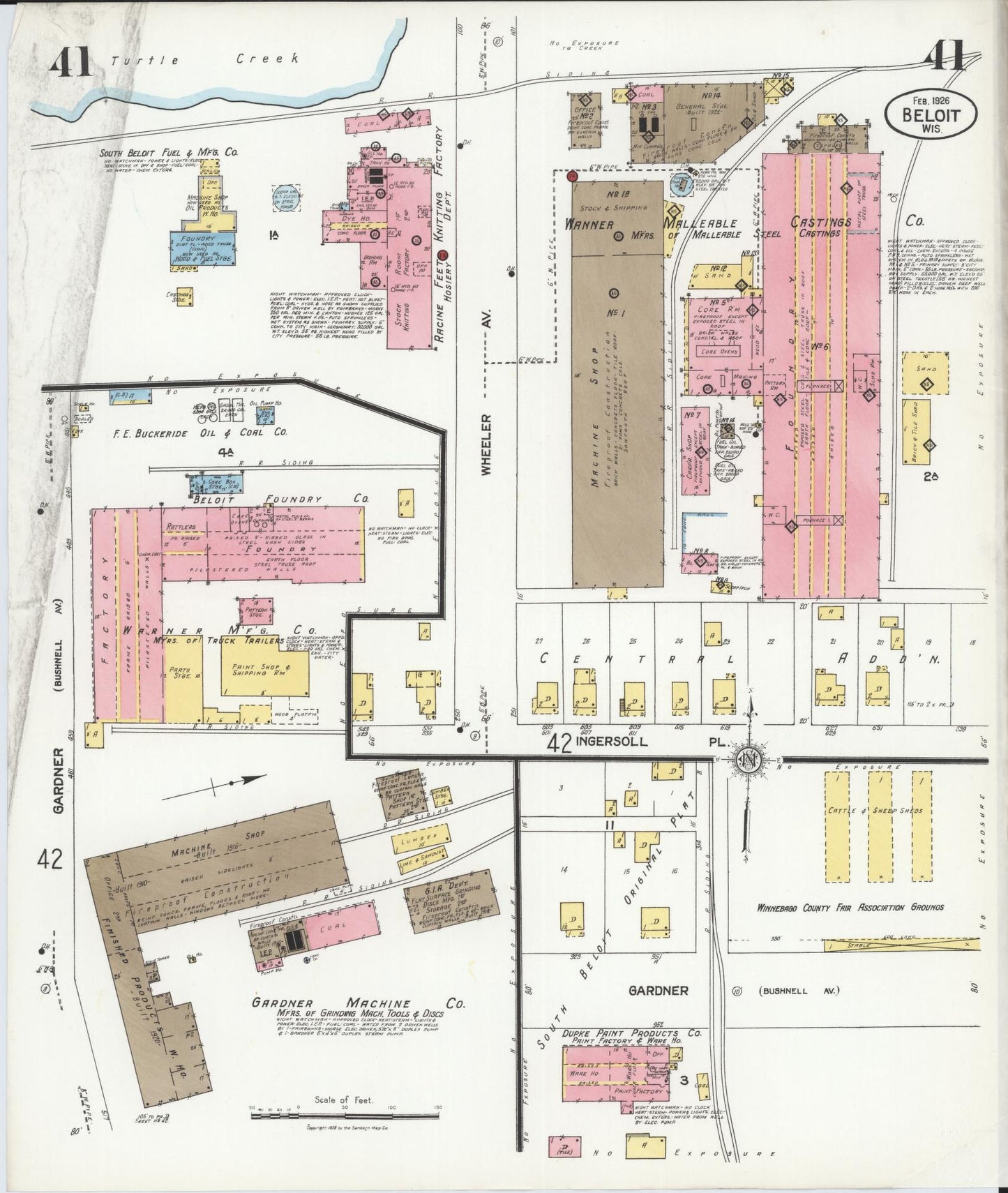Sanborn Fire Insurance Map from Beloit, Rock County, Wisconsin (1926), Sheet #0041 - Complete Map Set gallery image, historic Sanborn map, vintage wall art, Wisconsin Wisconsin