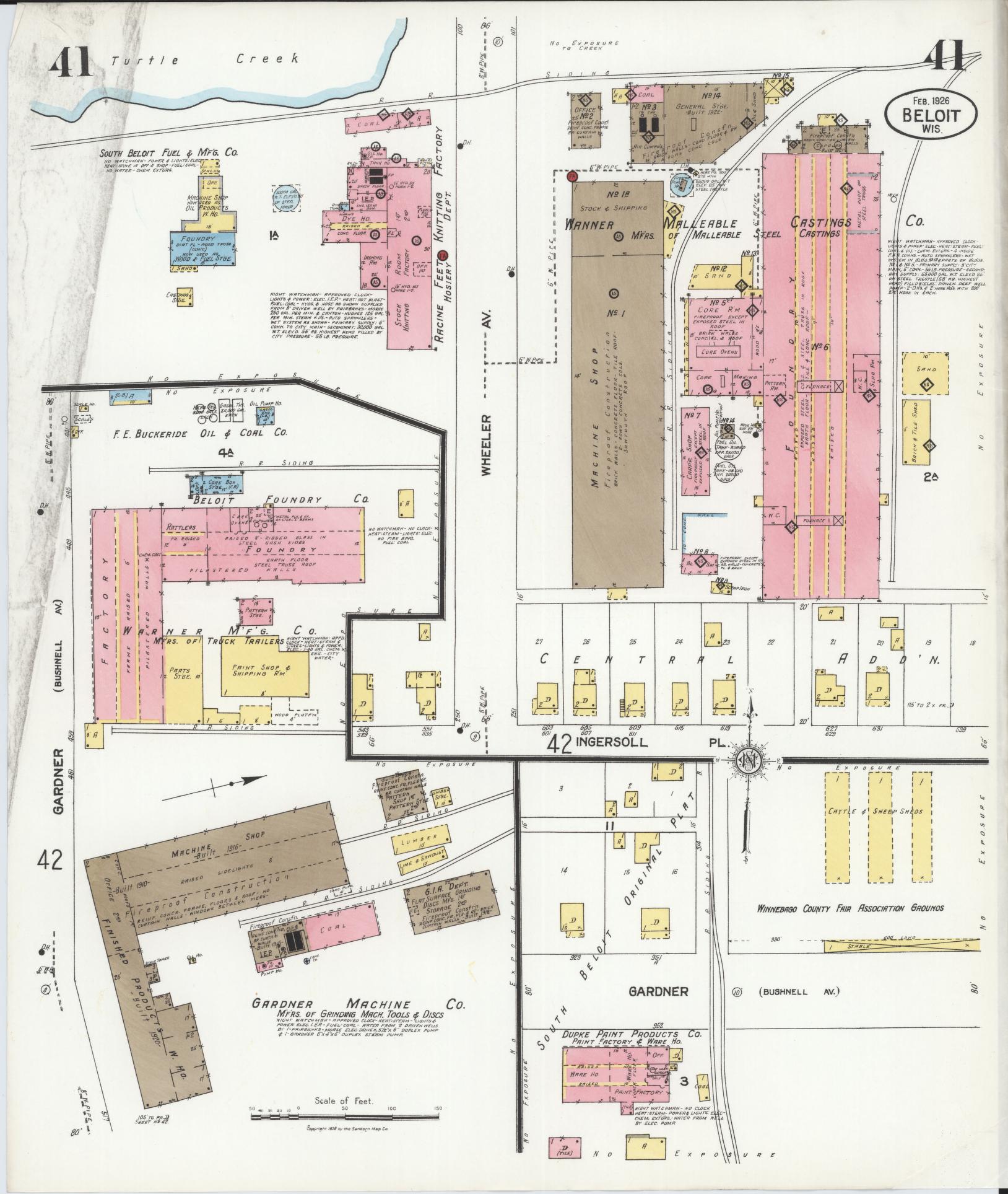 Sanborn Fire Insurance Map from Beloit, Rock County, Wisconsin (1926), Sheet #0041 - Complete Map Set gallery image, historic Sanborn map, vintage wall art, Wisconsin Wisconsin