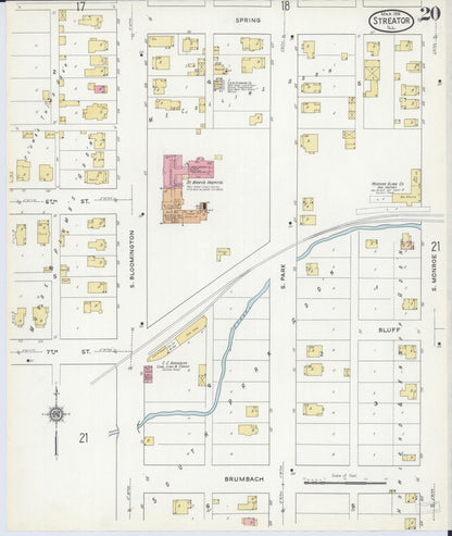 Sanborn Fire Insurance Map from Streator, La Salle County, Illinois (1916), Sheet #0020 - Complete Map Set gallery image, historic Sanborn map, vintage wall art, Illinois Illinois