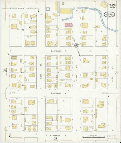 Sanborn Fire Insurance Map from Temple, Bell County, Texas (1915), Sheet #0022 - Historic Sanborn Fire Insurance Map Print, vintage old map wall art, antique decor, genealogy gift, Texas Texas map