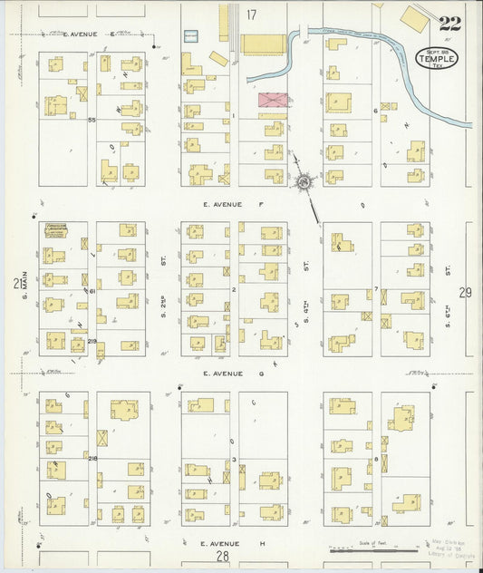 Sanborn Fire Insurance Map from Temple, Bell County, Texas (1915), Sheet #0022 - Historic Sanborn Fire Insurance Map Print, vintage old map wall art, antique decor, genealogy gift, Texas Texas map