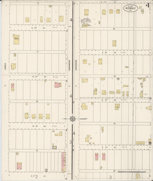 Sanborn Fire Insurance Map from Glendale, Maricopa County, Arizona (1915), Sheet #0004 - Historic Sanborn Fire Insurance Map Print, vintage old map wall art, antique decor, genealogy gift, Arizona Arizona map