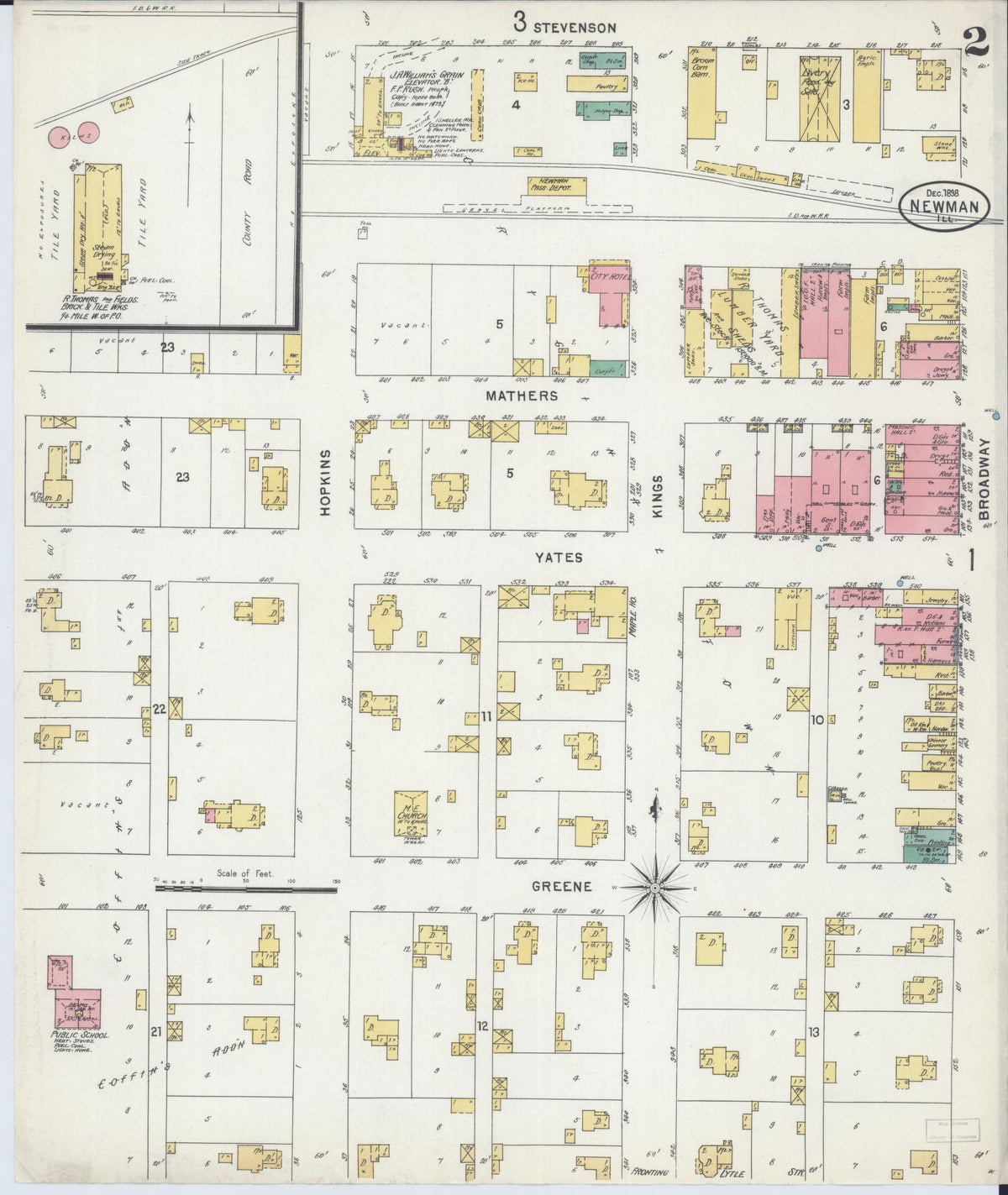Sanborn Fire Insurance Map from Newman, Douglas County, Illinois (1898), Sheet #0002 - Historic Sanborn Fire Insurance Map Print, vintage old map wall art, antique decor, genealogy gift, Illinois Illinois map