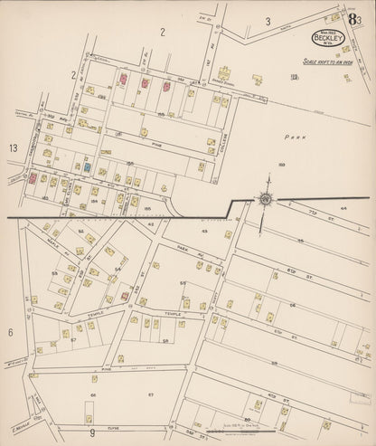 Sanborn Fire Insurance Map from Beckley, Raleigh County, West Virginia (1922), Sheet #0008 - Complete Map Set gallery image, historic Sanborn map, vintage wall art, West Virginia West Virginia