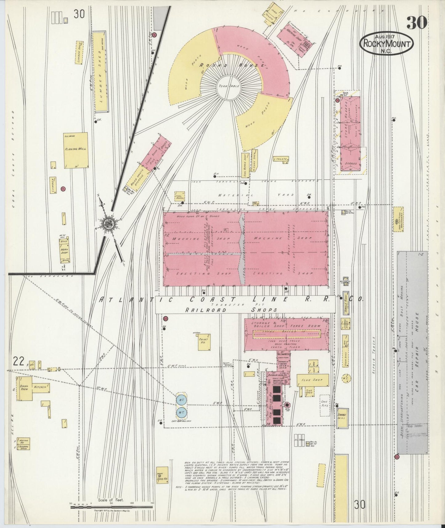 Sanborn Fire Insurance Map from Rocky Mount, Edgecombe And Nash Counties, North Carolina (1917), Sheet #0030 - Complete Map Set gallery image, historic Sanborn map, vintage wall art, North Carolina North Carolina