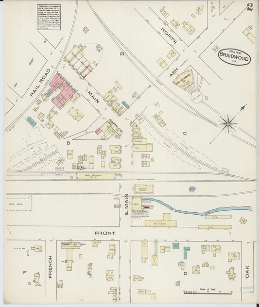 Sanborn Fire Insurance Map from Braidwood, Will County, Illinois (1885), Sheet #0002 - Historic Sanborn Fire Insurance Map Print, vintage old map wall art, antique decor, genealogy gift, Illinois Illinois map