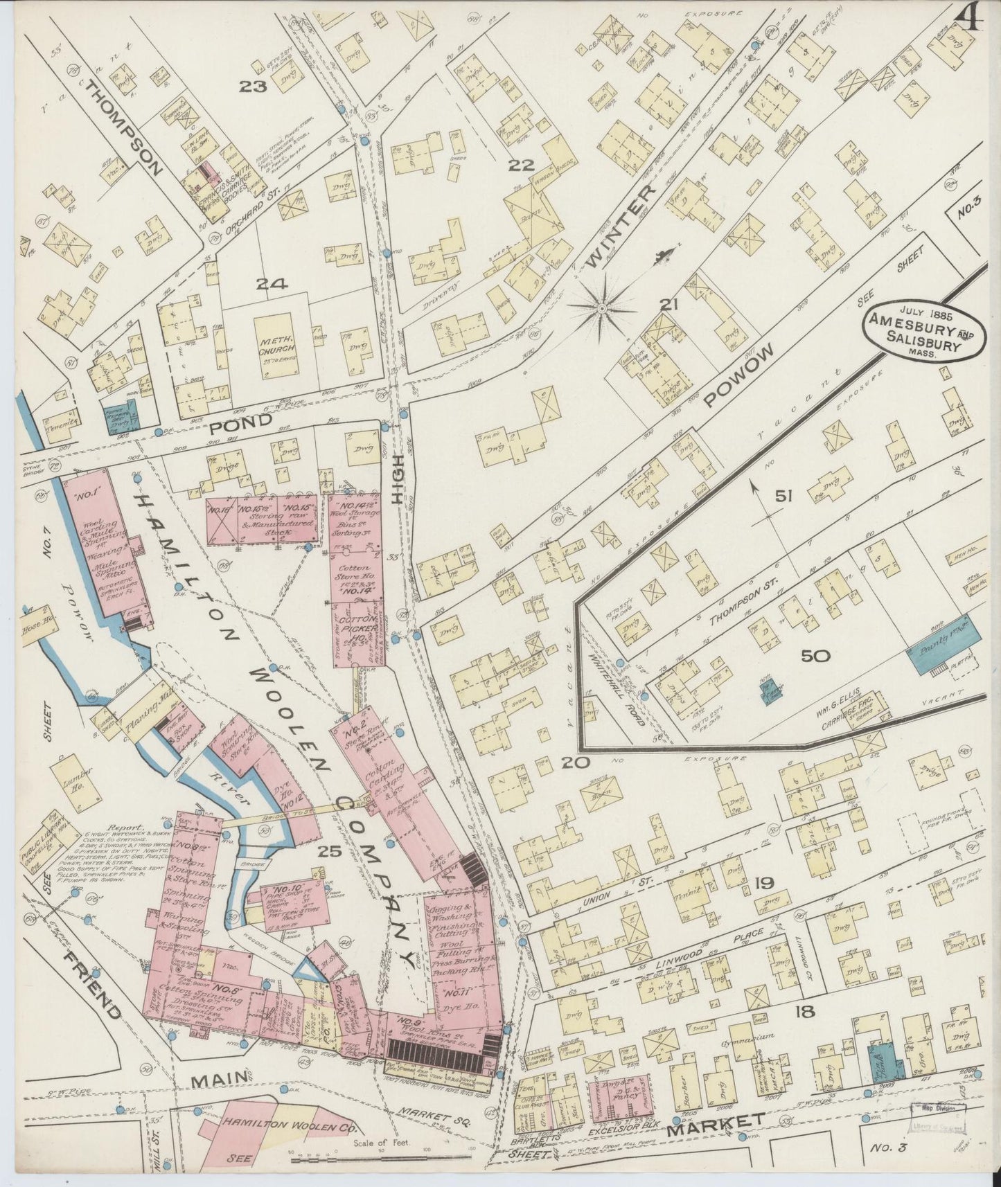 Sanborn Fire Insurance Map from Amesbury, Essex County, Massachusetts (1885), Sheet #0004 - Complete Map Set gallery image, historic Sanborn map, vintage wall art, Massachusetts Massachusetts