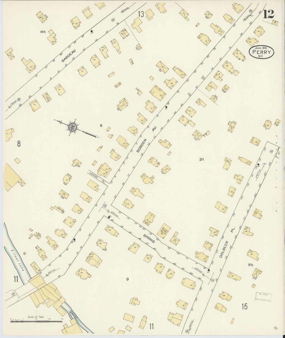 Sanborn Fire Insurance Map from Perry, Wyoming County, New York (1913), Sheet #0012 - Complete Map Set gallery image, historic Sanborn map, vintage wall art, Perry Wyoming