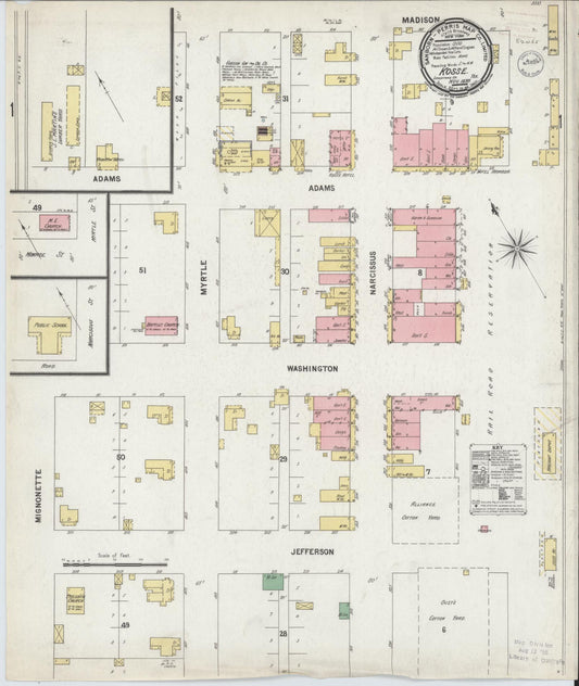Sanborn Fire Insurance Map from Kosse, Limestone County, Texas (1899), Sheet #0001 - Historic Sanborn Fire Insurance Map Print, vintage old map wall art, antique decor, genealogy gift, Texas Texas map
