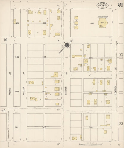 Sanborn Fire Insurance Map from Chehalis, Lewis County, Washington (1912), Sheet #0021 - Complete Map Set gallery image, historic Sanborn map, vintage wall art, Washington Washington