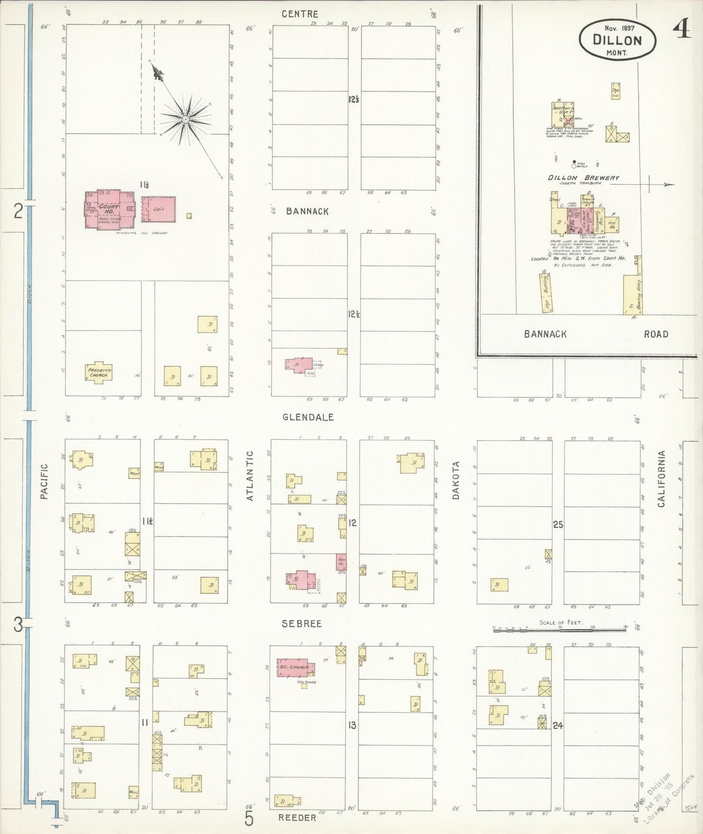 Sanborn Fire Insurance Map from Dillon, Beaverhead County, Montana (1897), Sheet #0004 - Complete Map Set gallery image, historic Sanborn map, vintage wall art, Montana Montana