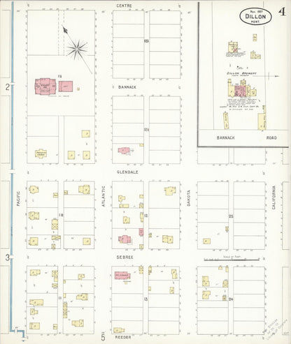 Sanborn Fire Insurance Map from Dillon, Beaverhead County, Montana (1897), Sheet #0004 - Complete Map Set gallery image, historic Sanborn map, vintage wall art, Montana Montana
