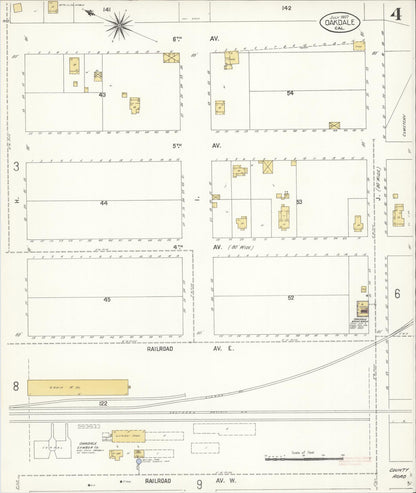 Sanborn Fire Insurance Map from Oakdale, Stanislaus County, California (1907), Sheet #0004 - Complete Map Set gallery image, historic Sanborn map, vintage wall art, California California