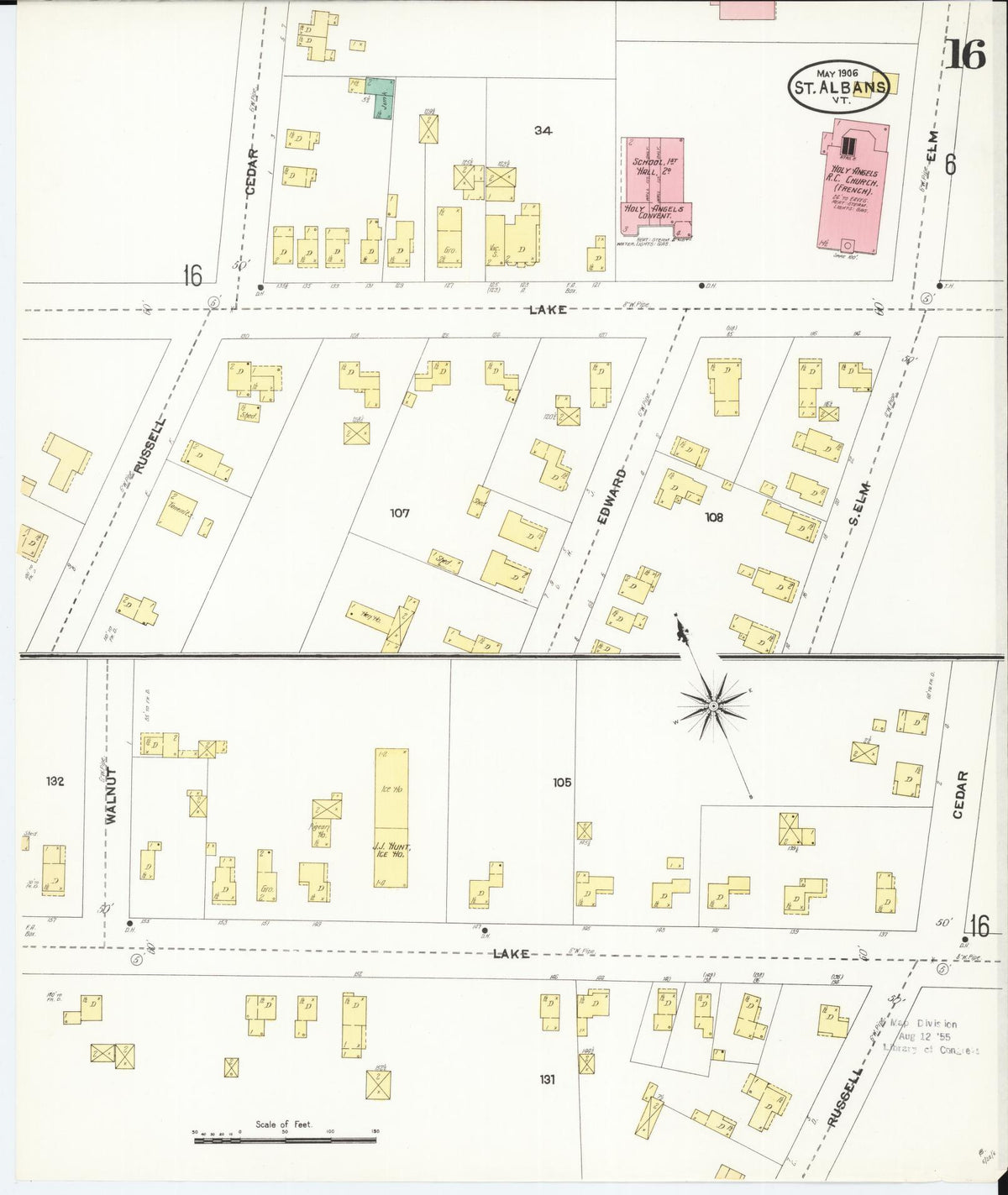 Sanborn Fire Insurance Map from Saint Albans, Franklin County, Vermont (1906), Sheet #0016 - Complete Map Set gallery image, historic Sanborn map, vintage wall art, Vermont Vermont