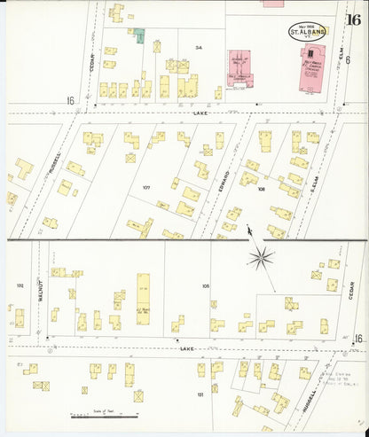 Sanborn Fire Insurance Map from Saint Albans, Franklin County, Vermont (1906), Sheet #0016 - Complete Map Set gallery image, historic Sanborn map, vintage wall art, Vermont Vermont