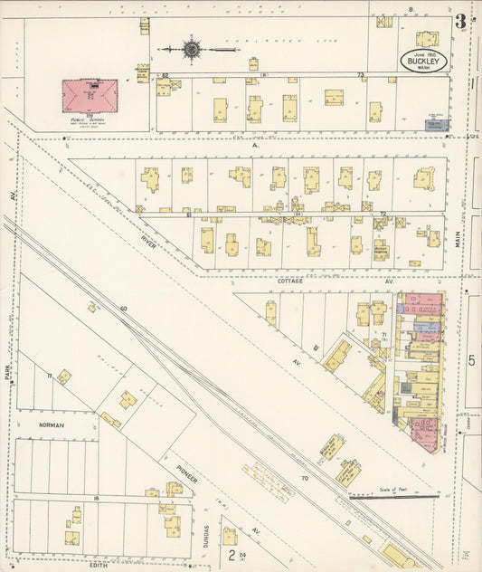 Sanborn Fire Insurance Map from Buckley, Pierce County, Washington (1910), Sheet #0003 - Historic Sanborn Fire Insurance Map Print, vintage old map wall art, antique decor, genealogy gift, Washington Washington map