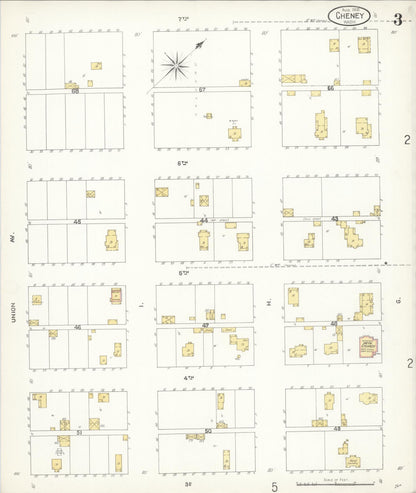Sanborn Fire Insurance Map from Cheney, Spokane County, Washington (1905), Sheet #0003 - Complete Map Set gallery image, historic Sanborn map, vintage wall art, Washington Washington