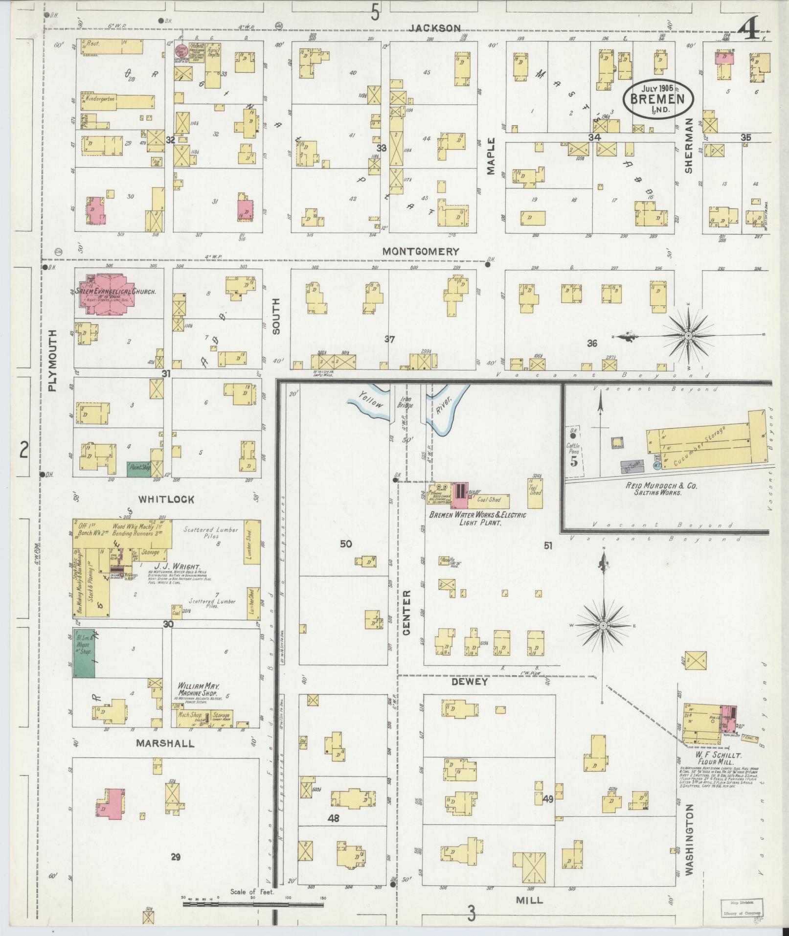 Sanborn Fire Insurance Map from Bremen, Marshall County, Indiana (1905), Sheet #0004 - Complete Map Set gallery image, historic Sanborn map, vintage wall art, Indiana Indiana
