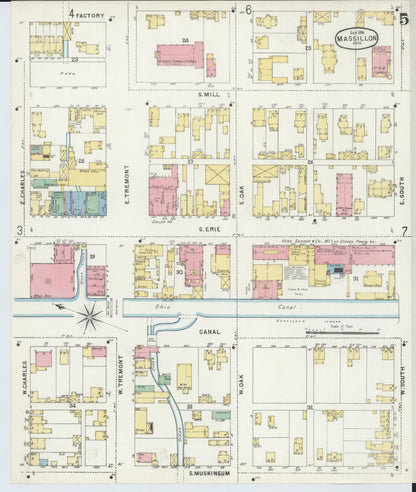 Sanborn Fire Insurance Map from Massillon, Stark County, Ohio (1896), Sheet #0005 - Complete Map Set gallery image, historic Sanborn map, vintage wall art, Ohio Ohio