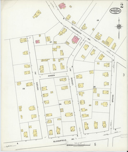 Sanborn Fire Insurance Map from Windsor, Hartford County, Connecticut (1921), Sheet #0002 - Historic Sanborn Fire Insurance Map Print, vintage old map wall art, antique decor, genealogy gift, Connecticut Connecticut map