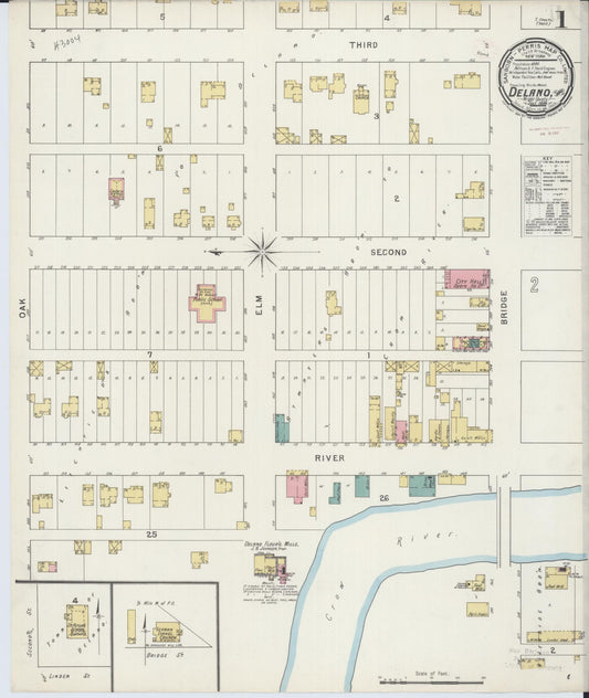 Sanborn Fire Insurance Map from Delano, Wright County, Minnesota (1894), Sheet #0001 - Complete Map Set gallery image, historic Sanborn map, vintage wall art, Minnesota Minnesota