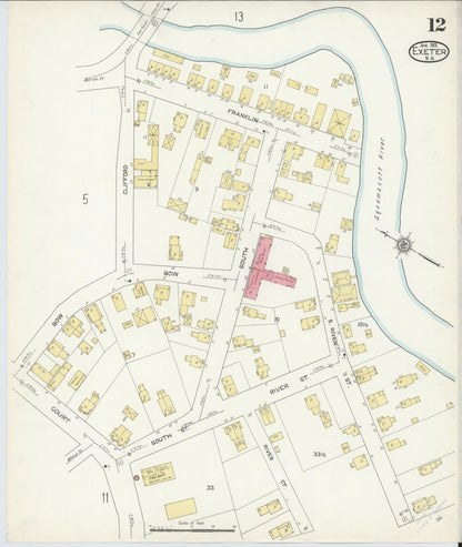 Sanborn Fire Insurance Map from Exeter, Rockingham County, New Hampshire (1913), Sheet #0012 - Complete Map Set gallery image, historic Sanborn map, vintage wall art, New Hampshire New Hampshire
