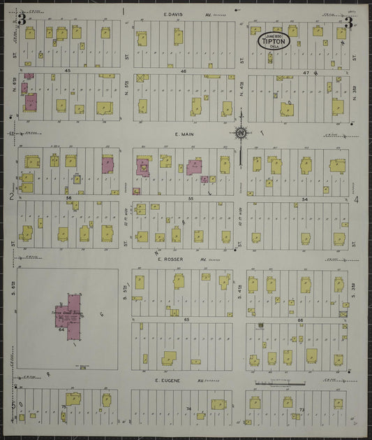 Sanborn Fire Insurance Map from Tipton, Tillman County, Oklahoma (1930), Sheet #0003 - Historic Sanborn Fire Insurance Map Print, vintage old map wall art, antique decor, genealogy gift, Oklahoma Oklahoma map