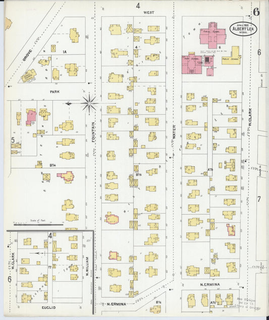 Sanborn Fire Insurance Map from Albert Lea, Freeborn County, Minnesota (1905), Sheet #0006 - Historic Sanborn Fire Insurance Map Print, vintage old map wall art, antique decor, genealogy gift, Minnesota Minnesota map