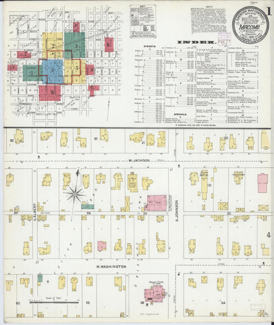 Sanborn Fire Insurance Map from Macomb, Mcdonough County, Illinois (1906), Sheet #0001 - Complete Map Set gallery image, historic Sanborn map, vintage wall art, Illinois Illinois