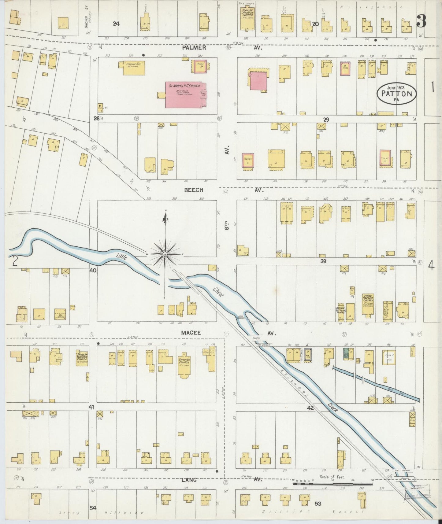 Sanborn Fire Insurance Map from Patton, Cambria County, Pennsylvania (1903), Sheet #0003 - Complete Map Set gallery image, historic Sanborn map, vintage wall art, Pennsylvania Pennsylvania