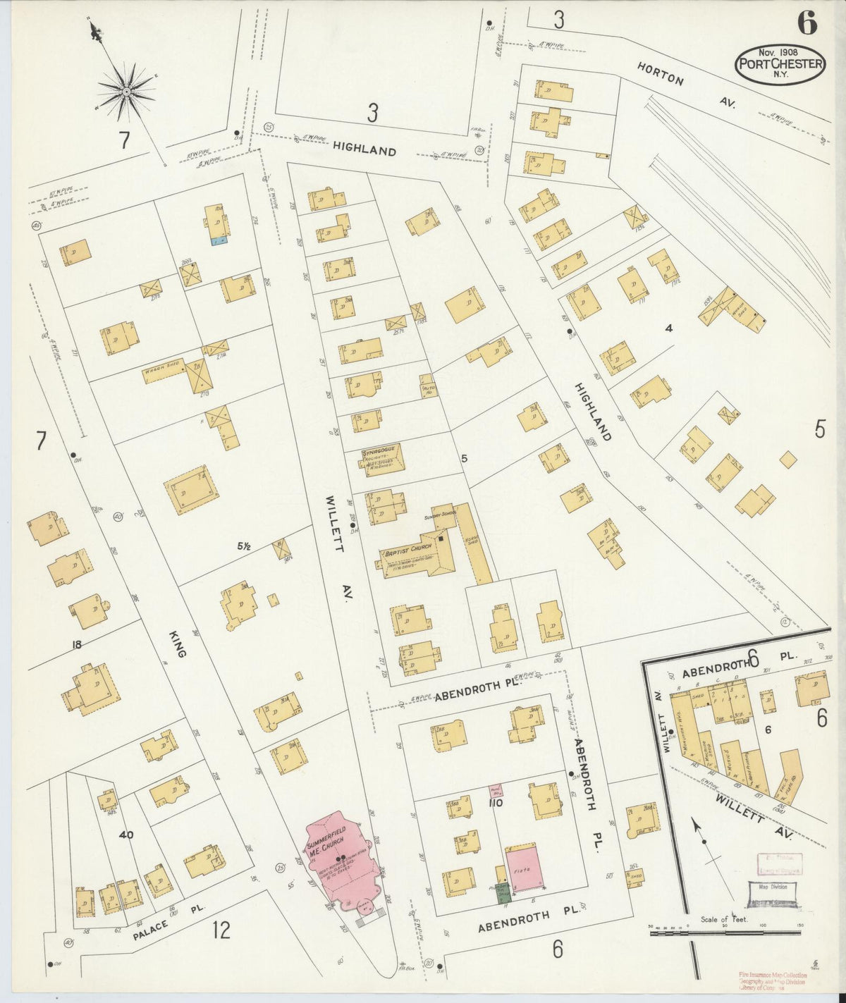 Sanborn Fire Insurance Map from Port Chester, Westchester County, New York (1908), Sheet #0006 - Historic Sanborn Fire Insurance Map Print, vintage old map wall art, antique decor, genealogy gift, New York New York map