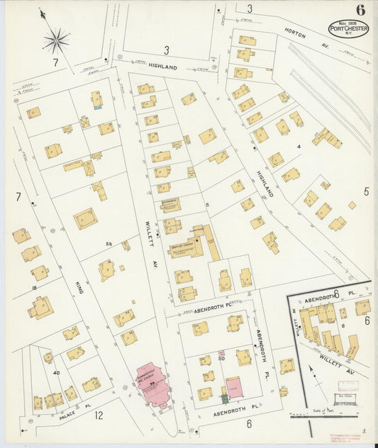 Sanborn Fire Insurance Map from Port Chester, Westchester County, New York (1908), Sheet #0006 - Historic Sanborn Fire Insurance Map Print, vintage old map wall art, antique decor, genealogy gift, New York New York map