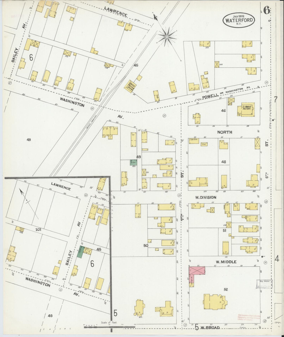 Sanborn Fire Insurance Map from Waterford, Saratoga County, New York (1902), Sheet #0006 - Historic Sanborn Fire Insurance Map Print, vintage old map wall art, antique decor, genealogy gift, New York New York map