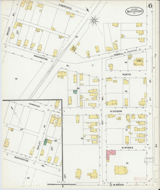 Sanborn Fire Insurance Map from Waterford, Saratoga County, New York (1902), Sheet #0006 - Historic Sanborn Fire Insurance Map Print, vintage old map wall art, antique decor, genealogy gift, New York New York map